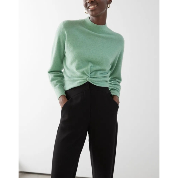 & Other Stories Mock Neck Twist Detail Knit Sweater Cropped Size M - Picture 2 of 16